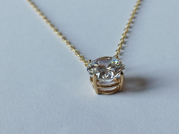 gold plated silver chain with 10 mm white zirconia pendant-anchor chain 45 cm--